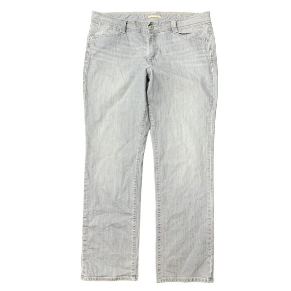 GAP Sz 16 Jeans Grey Straight Leg High Rise Flap Back Pockets Flat Front Women’s - Picture 1 of 11